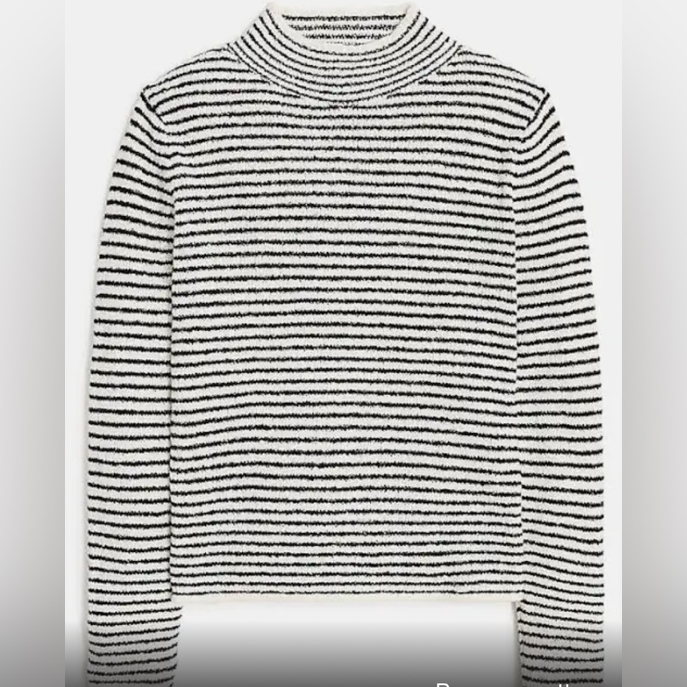 J.Crew NWT black and white strip mock neck sweater.